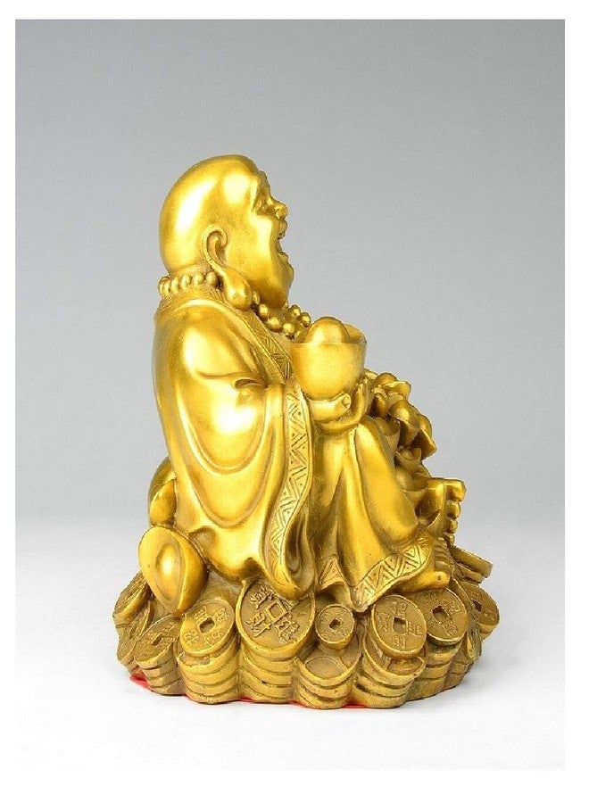 WEALTHCOMING Laughing Buddha Statues,Wealth Buddha Figures On Coins,Lucky Buddha Art Desk Decor - Image 3
